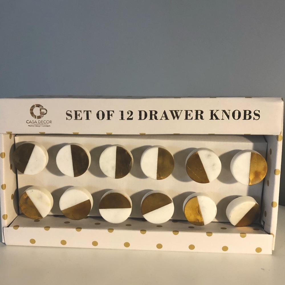 12 Marble and gold drawer knobs